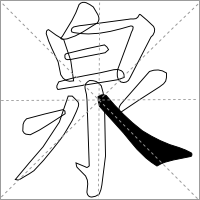 Quan showing Downwards-Right Concave Stroke